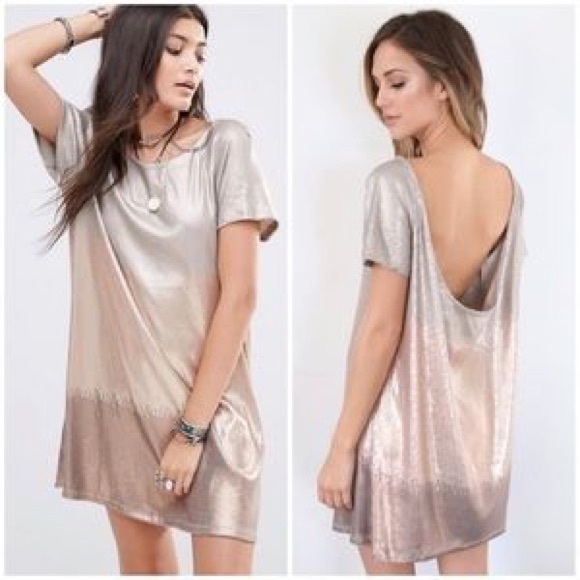 Free People Dresses & Skirts - Free People Rose Gold Sequin Mini Dress